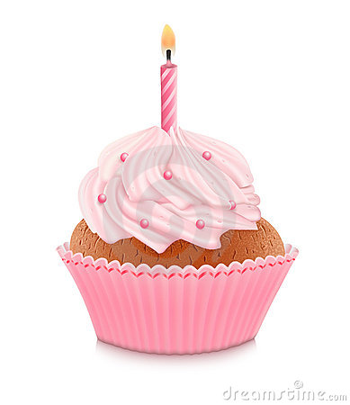 Clip Birthday Cake On Pink Birthday Cupcake Stock Images Image