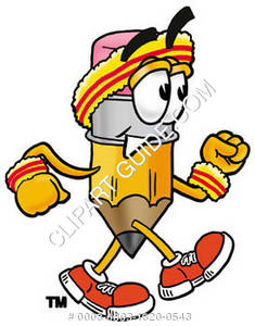 Clipart Cartoon Pencil Character In Workout Gear