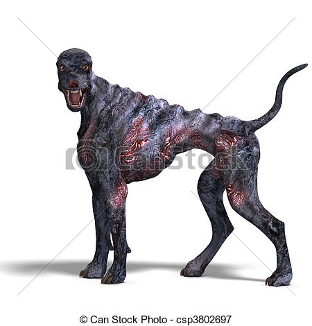 Creepy Alien Dog Out Of Hell  3d Rendering With And Shadow Over White