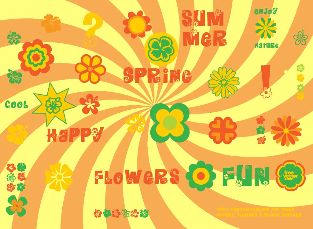 Free Hippie Vector Clip Art Set  This Cool Retro Flower Power Or