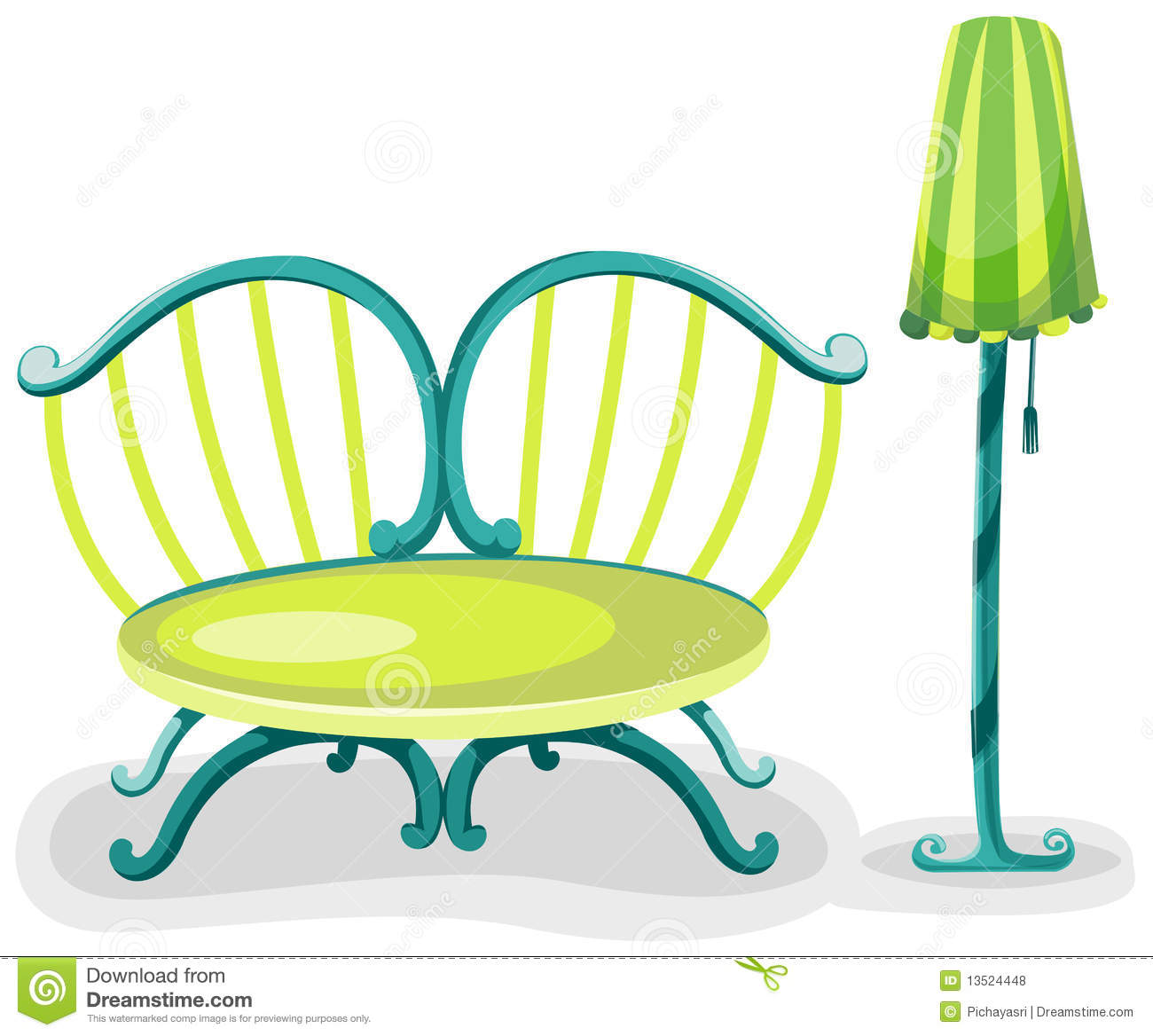 Illustration Of Isolated Colorful Chair With Lamp On White Background