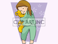 Kids Pajamas Clipart A Little Girl In Green Pajamas