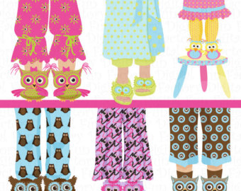 Kids Pajamas Clipart Owls Clip Art  Slipper Owls