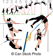 Pole Vault Athletes Set Stock Illustrations