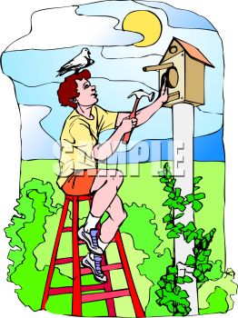 Royalty Free Clip Art Image  Young Man Building A Birdhouse