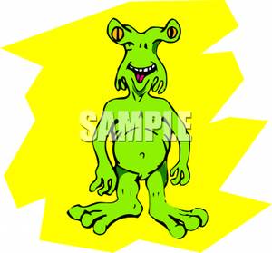Royalty Free Clipart Image  A Scary Green Alien