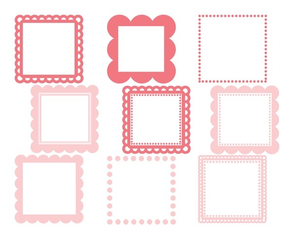 Scalloped Square Frames  Baby Pink    Buy 2 Get 1 Free   Personal And