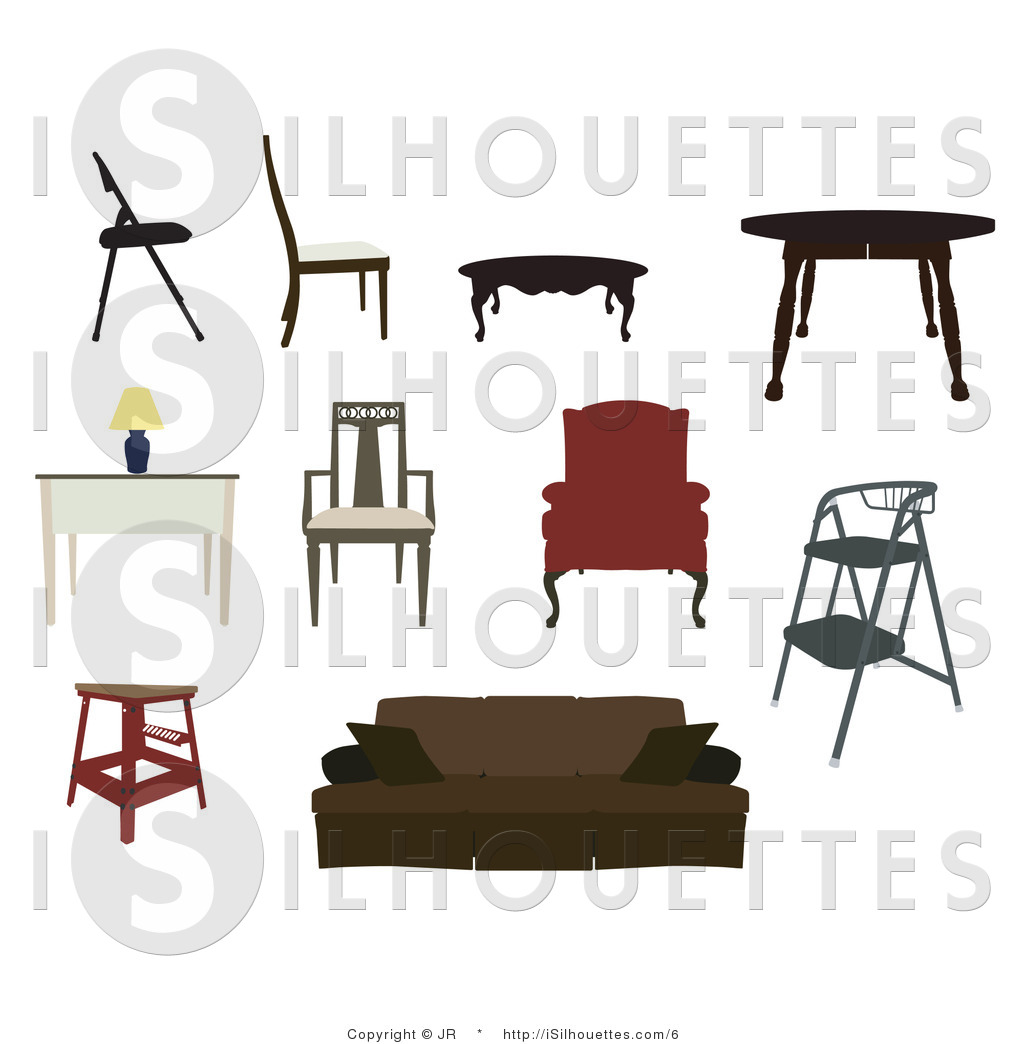 Silhouette Vector Clipart Of Household Furniture By Jr    6