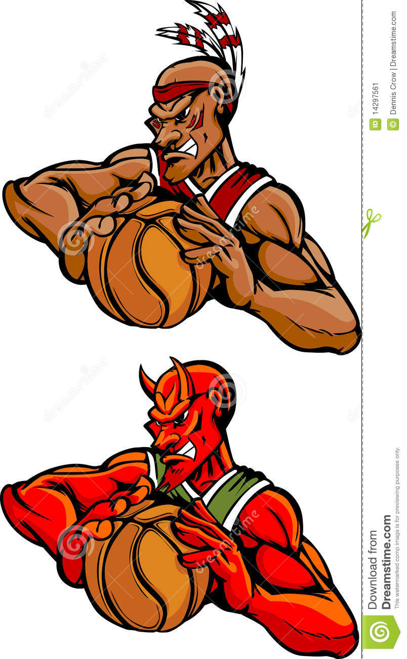 Stock Image  Basketball Mascots Indian And Devil