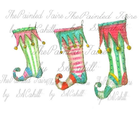 Stockings Clip Art Christmas Clip Art Digital Stockings Handpainte    
