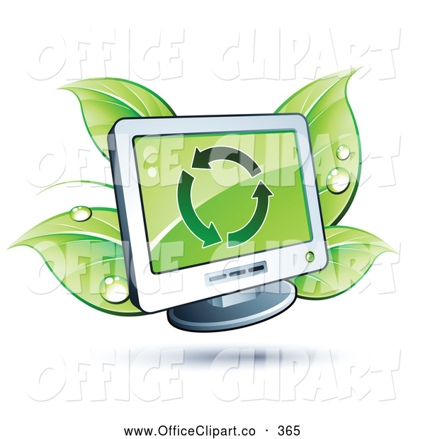 Vector Clip Art Of A Computer Monitor Sprouting Green Dewy Leaves On    