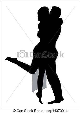 Vector   Kissing Couple Silhouette    Stock Illustration Royalty Free