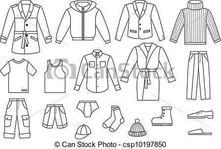 Vector   Outline Mens Clothing Collection   Stock Illustration
