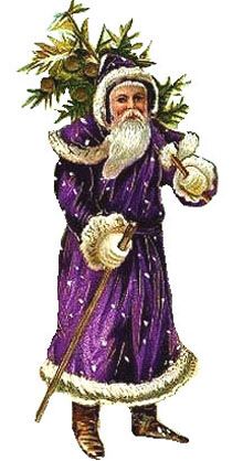 Victorian Free Christmas Clipart   Santa Claus Purple Suit And Plant