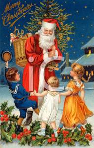 Victorian Santa With Children   Royalty Free Clipart Picture