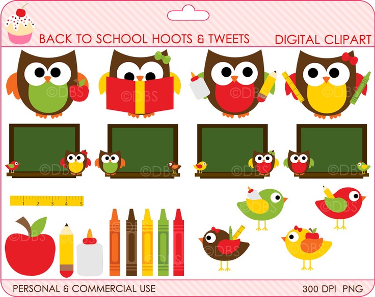 Back To School Hoots And Tweets Digital Clipart   5 00 Via Etsy Back