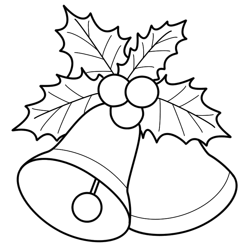 Bells With Mistletoe   Coloring Page  Christmas 