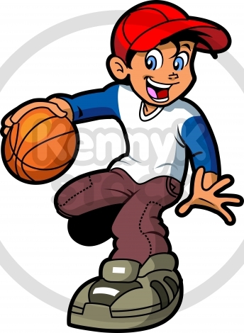 Boy Dribbling Basketball Vector Clipart In Fully Editable Layered