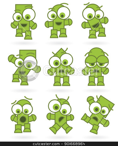 Cartoons Robot Monster Character Set Stock Vector Clipart Cartoon