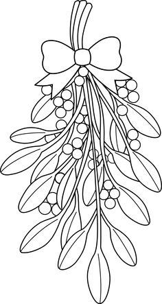 Christmas Coloring Pages   Mistletoe Clipart Black And White More