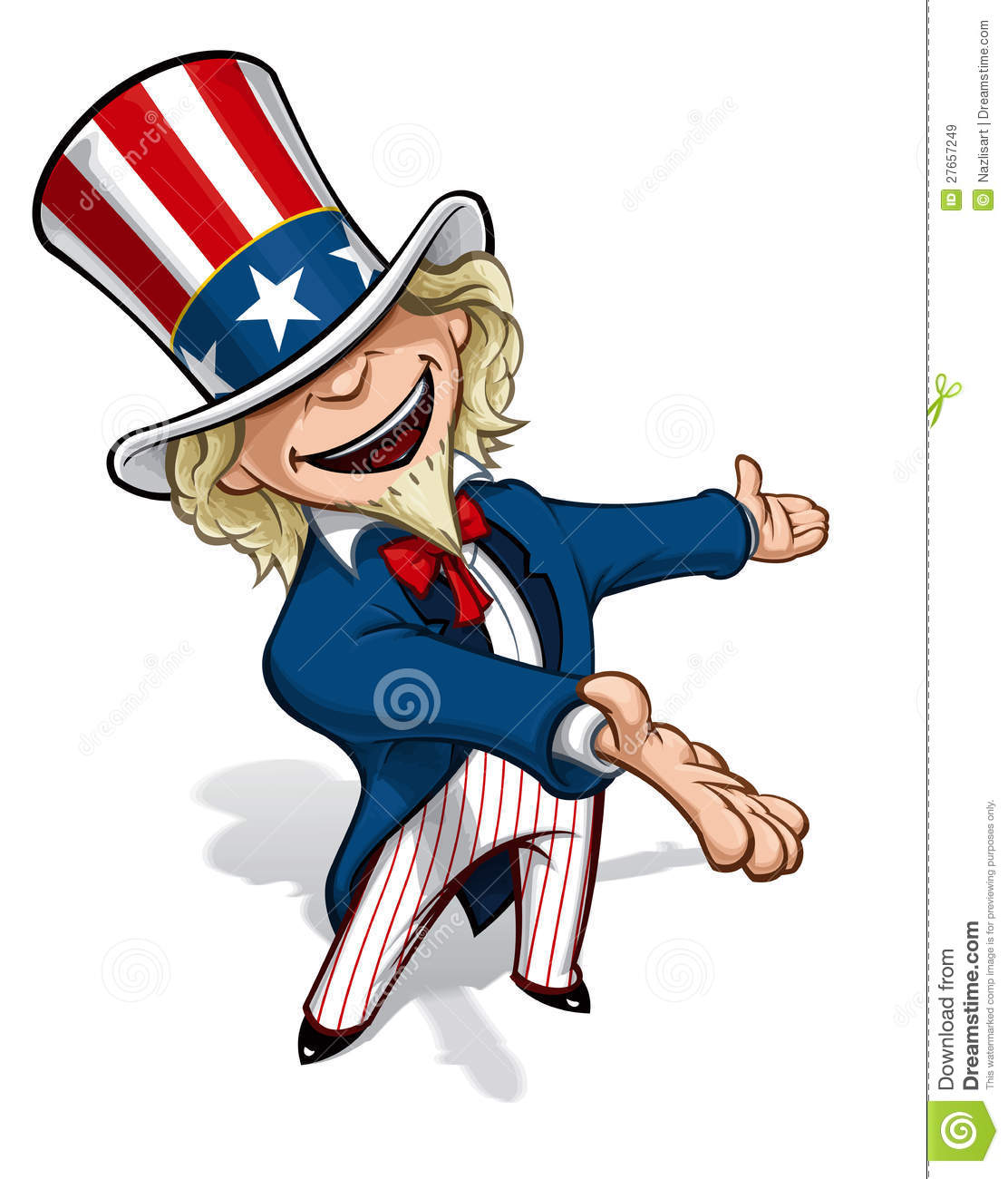 Clean Cut Overview Cartoon Illustration Of Uncle Sam Presenting
