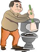Clean Restroom Clipart Man Cleaning A Toilet
