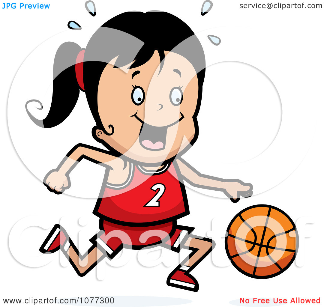 Clipart Basketball Girl Dribbling A Ball   Royalty Free Vector