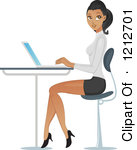 Clipart Of A Beautiful Caucasian Businesswoman Or Secretary Going Over    