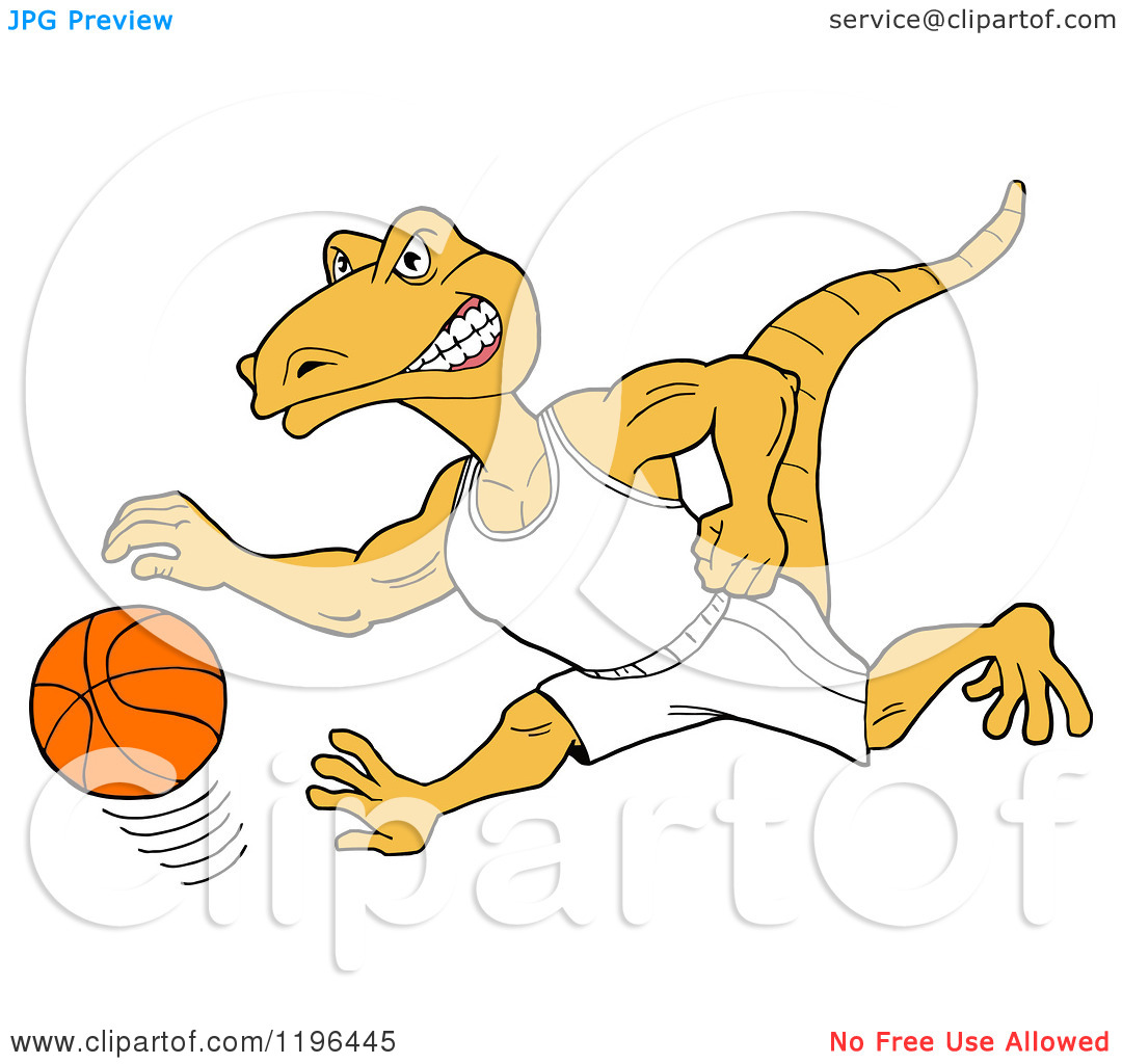Clipart Of A Goanna Lizard Mascot Dribbling A Basketball   Royalty
