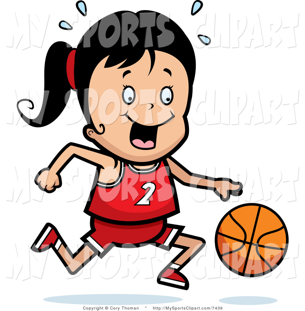 Clipart Sports Clip Art Of A Basketball Girl Dribbling A Basketball
