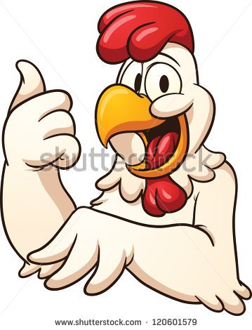 Happy Cartoon Chicken  Vector Clip Art Illustration With Simple