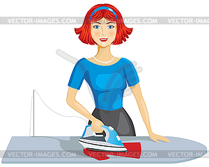 Ironing Clothes Clipart Woman Ironing Clothes   Vector