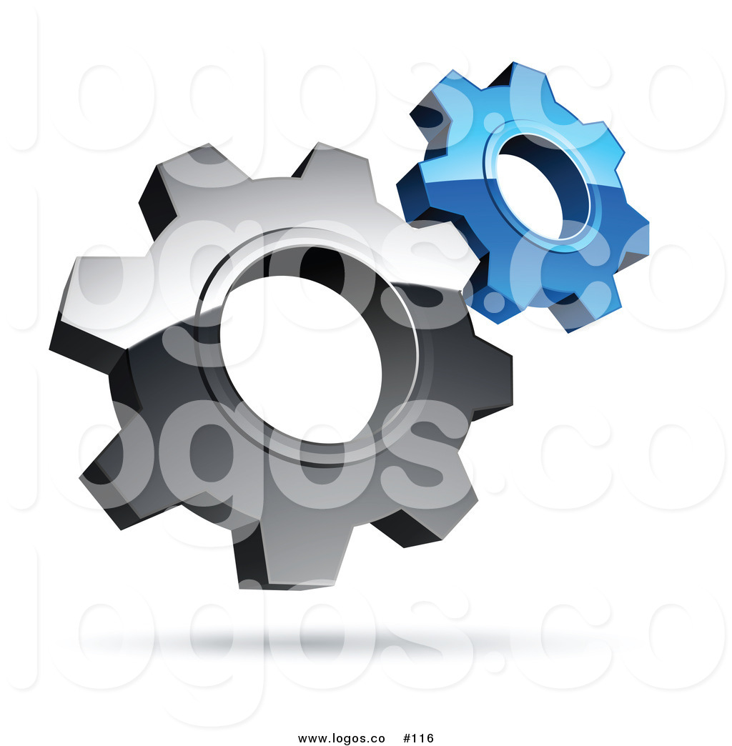 Logo Of Two Metallic Gray And Blue Gear Cog Wheels By Beboy    116