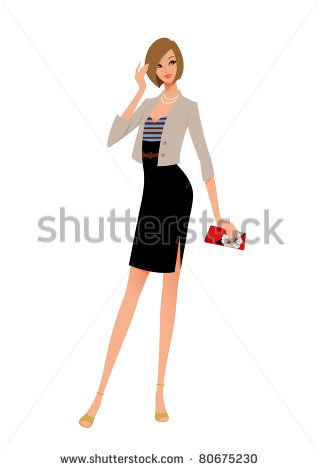 Professional Office Lady In Suit Holding A Handbag Standing Elegantly
