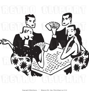 Retro Vector Clip Art Of Couples Playing Cards By Bestvector    1915    