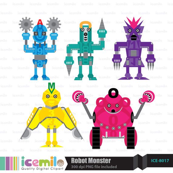 Robot Monster Digital Clipart By Icemiloclipart On Etsy  5 00