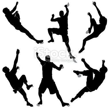 Silhouettes Of Six Climbers