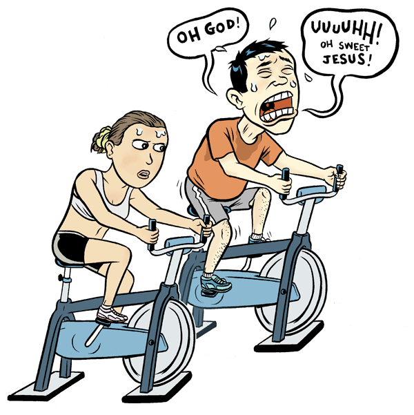 Spin Class Cartoon  P They Have Spinning Six Days