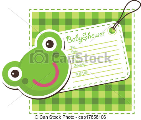 Vector   Baby Shower Frog Invitation Card   Stock Illustration