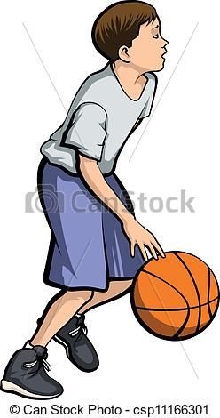 Vector   Boy Dribbling A Basketball   Stock Illustration Royalty Free