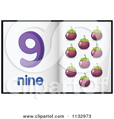Cartoon Of A Math Counting Number Nine With Mangosteen   Royalty Free