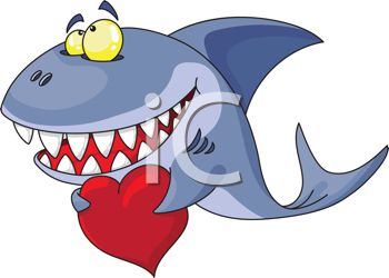 Clipart Cartoon Funny Shark Isolated On White Background  Stock