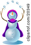 Clipart Illustration Of A Jolly Snowman Wearing A Purple And Pink Cape