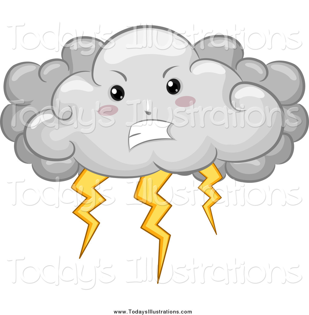 Clipart Of A Mad Storm Cloud With Lightning By Bnp Design Studio