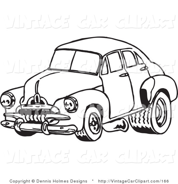 Clipart Of A Vintage Black And White Racing Fj Holden Car By Dennis