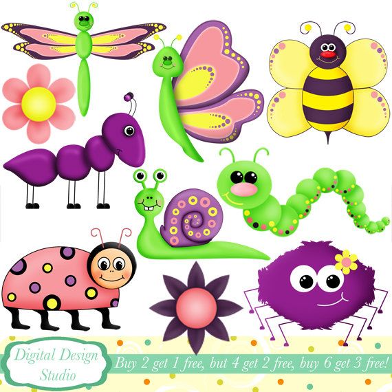 Cute Critter Bugs Clip Art Set 10 Designs  Instant Download For Pers