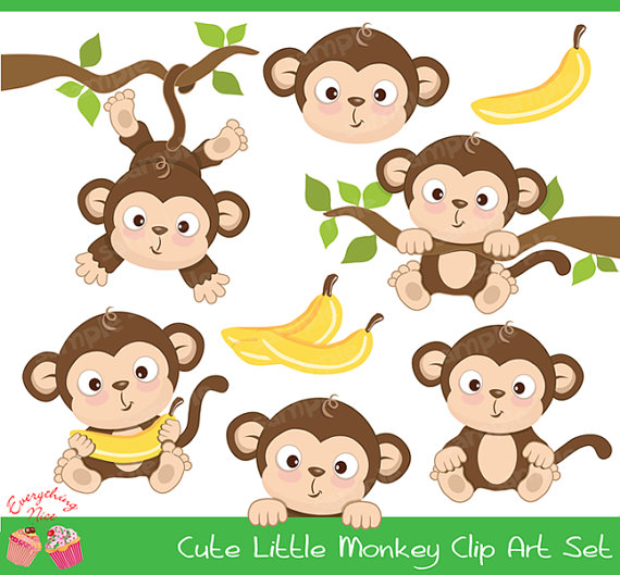 Cute Little Monkey Clipart Set By 1everythingnice On Etsy