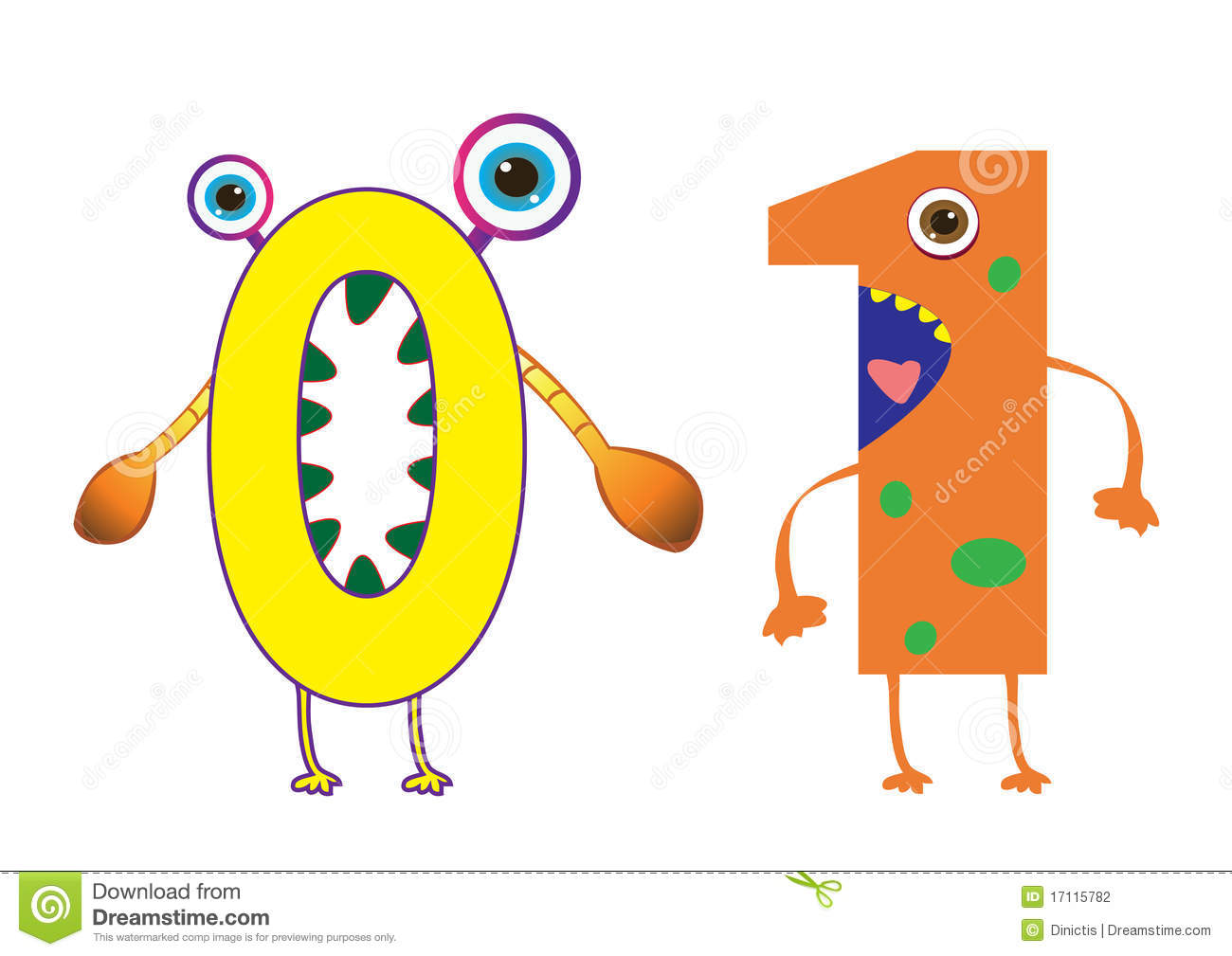 Cute Number Clipart Cute Monster Numbers 0 And 1