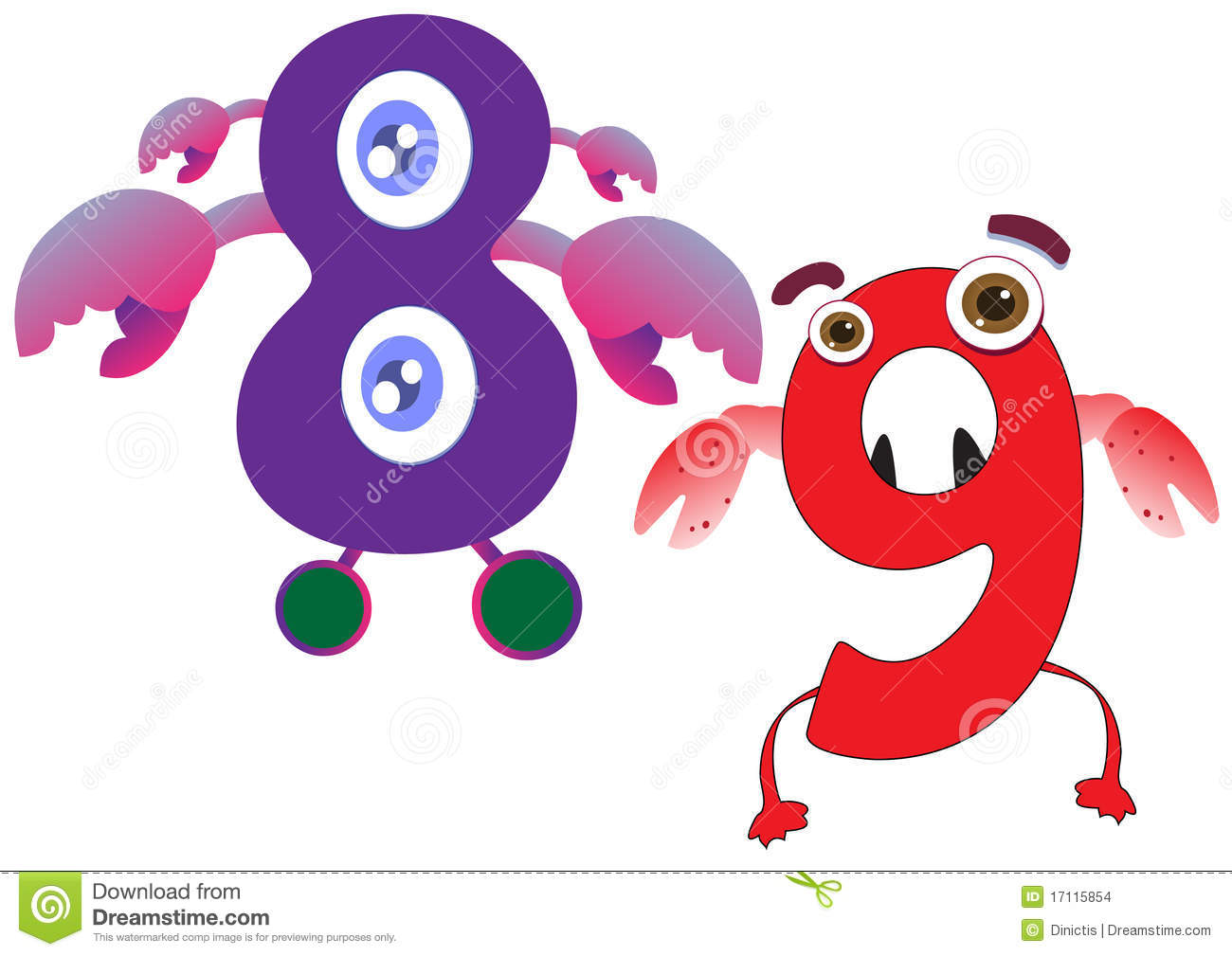 Cute Number Clipart Cute Monster Numbers 8 And 9