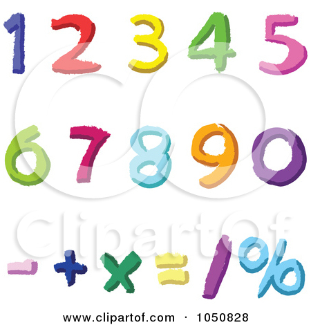 Digital Collage Of Colorful Math Number Digits And Symbols By Yayayoyo